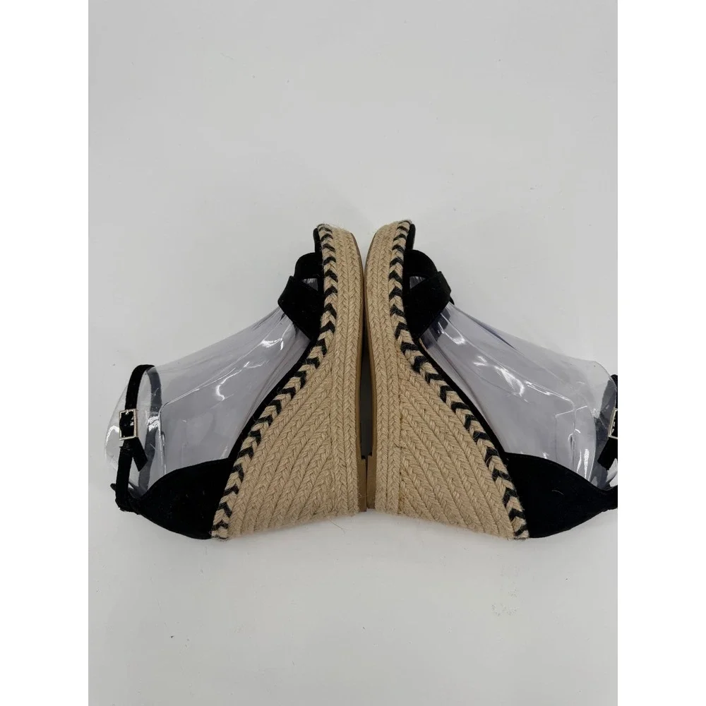 Circus by Sam Edelman Black Espadrille Wedge Sandals Ankle Strap Platform 7.5